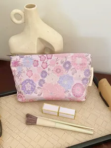 Portable floral brocade cosmetic bag high-end toiletry makeup storage pouch for daily travel use