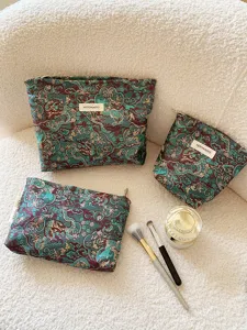 Women Chinese Style Dragon Brocade Makeup Bag Large Capacity Portable Travel Cosmetic Pouch Toiletry Organizer