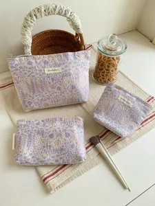 Floral Print Cosmetic Bag Large Capacity Portable Toiletry Bag Makeup Organizer For Women