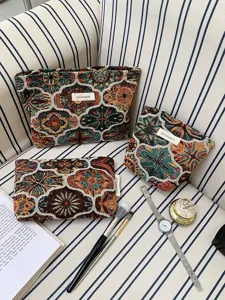 Vintage Retro Contrast Plaid Cosmetic Bag Large Capacity Portable Travel Toiletry Bag Makeup Organizer Pouch For Women