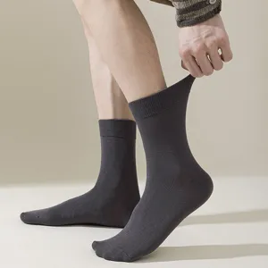 Heren effen halverwege kuit katoen casual sokken basis lente herfst comfortabel