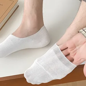 Herren Sommer atmungsaktive unsichtbare Füßlinge, reine Baumwolle rutschfeste Bootssocken.