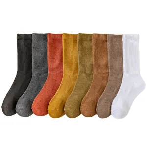 Women thick winter thermal crew socks high elastic cozy cotton terry socks multi colors