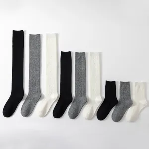 Women's Cashmere Over The Knee Socks Thermal Wool Long Stockings Diamond Pattern Winter Warm Thigh High Socks