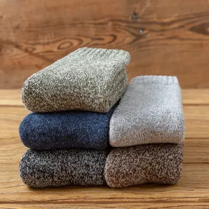 Herren Winter Thermische Wollmischung Crew Socken Verdickte Fleece Warm Lange Socken Lässige Einfarbige Kaltwetter Socken