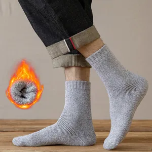 Herren Winter dicke Wolle Thermosocken Mittelschlauch warme Strickbaumwollsocken Haupt