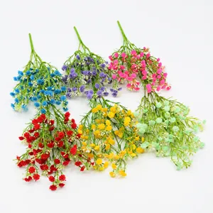 Künstlicher weicher Kunststoff Schleierkraut Blumenstrauß Hauptansicht, bunte Blumenarrangements.