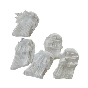 Weisse spitze rüschen mittelsocken japanische jk lolita süsse baumwollstrümpfe für damen.