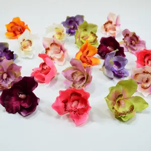 Artificial orchid flower heads bulk silk faux flowers for DIY crafts wedding decor floral box