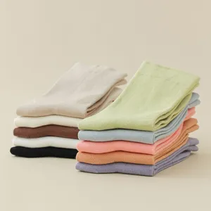 Calze in cotone tinta unita stile coreano da donna, morbide calde e confortevoli per uso quotidiano.