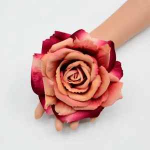 15cm künstliche Samt Rose Blütenkopf, Vintage Farbverlauf rot Hochzeit Deko Fotografie Requisite.
