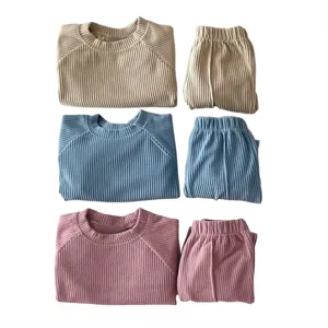 Kids long sleeve sweater pants set ribbed casual outfit toddler baby spring clothing