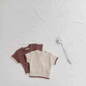 Ensemble pull tricot manches courtes bébé printemps été, vêtements décontractés doux.
