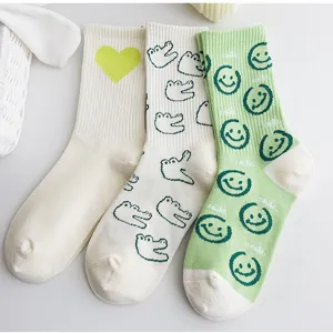 Calzini a Metà Polpaccio da Donna Simpatici Cartoon Sorriso Dinosauro Cuore Fantasia Cotone Traspirante Casual Trendy Abbigliamento Quotidiano