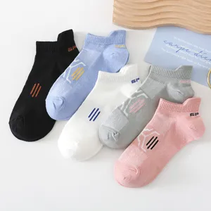 Chaussettes Invisibles en Coton Mesh Respirant pour Femmes Été Décontracté Couleur Unie Courtes Avec Languette