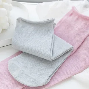 Dames mesh slouch sokken, Koreaanse stijl gerolde rand ademende katoenen sokken