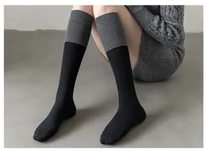 Women color-blocked knee high socks casual calf socks fashion street style knit socks