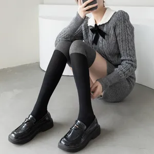 Women Solid Color Over The Knee Long Socks Fashion Casual Cotton Blend Thigh High Stockings Streetwear Hosiery