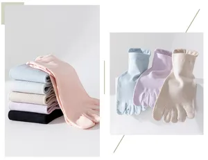 Breathable mesh five toe socks for women, thin summer solid color split toe design detail view.