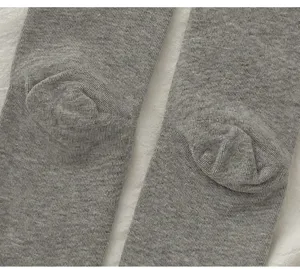 Grey ribbed knit socks detail close-up, soft and comfortable everyday wear high quality texture.
