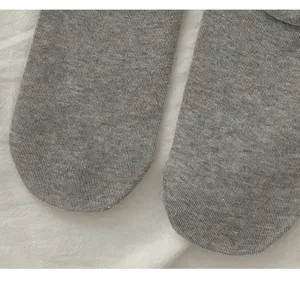 Grey ribbed knit socks detail close-up view showing soft texture and comfortable fabric.