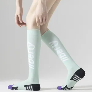 Chaussettes de compression vert clair pour fitness yoga course, bas élastiques respirants