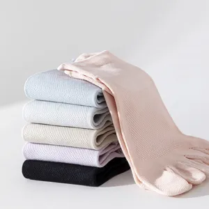 Women summer breathable mesh five-finger socks set solid color low cut toe socks