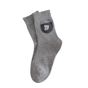 Süße Bären Baumwolle Wadenstrümpfe für Damen, atmungsaktive Frühlings Freizeitsocken.
