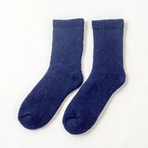 Herren dicke warme Woll-Crew-Socken Winter einfarbige Frottee-Thermosocken für den Alltag