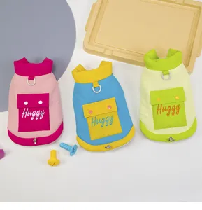 Warm dog winter vest with high collar and pocket, cute candy colors pet clothes for small dogs.