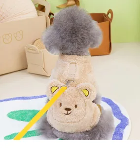Vêtements d'hiver chauds pour chien avec joli design de tête d'ours, manteau polaire.