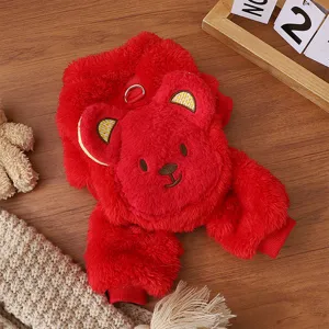 Vêtements d'hiver chauds en polaire pour animaux avec jolie tête d'ours et anneau de laisse.