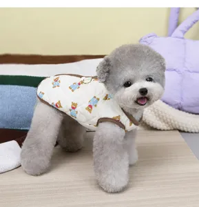 Thickened warm pet vest for small dogs cute bear pattern winter dog clothes comfortable apparel