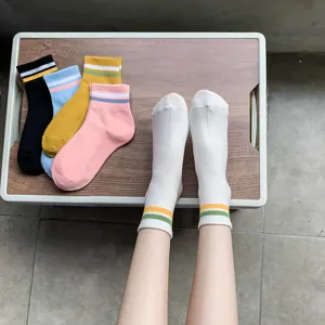 Women short socks cotton striped sports socks cute casual Korean style spring summer footwear