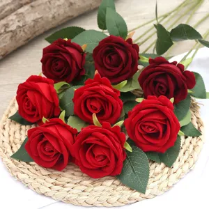 Künstliche Einzelne Samt Rose Zweig Falsche Blume Für Zuhause Fotografie Dekor Hochzeit Ornament