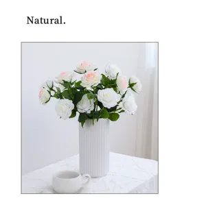French cream artificial rose flower detail for home wedding table decor and floral arrangement.