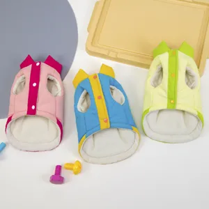 Cute winter dog vest fleece lined candy color warm pet clothes for small dogs daily wear
