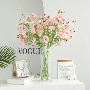 Artificial pink butterfly flower bouquet in glass vase for home decor wedding party