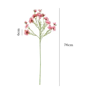 Artificial butterfly orchid flower branch pink home wedding decorative photography prop 76cm