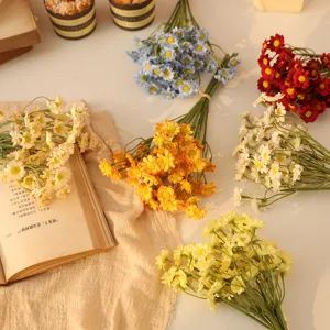 Artificial small daisy flower bouquet 6 branches home decor photography props fake flowers