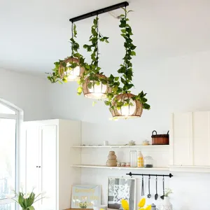 Décoration de plante verte artificielle pour table à manger, mariage et lampe.