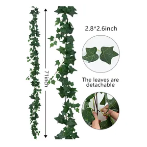 Détail de vigne lierre artificiel 1,8m de long avec feuilles amovibles de 2,8x2,6 pouces.