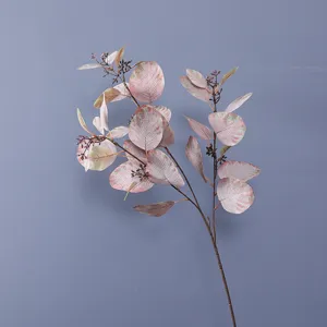 Artificial eucalyptus branch with leaves and berries fake plant for home decor floral arrangement