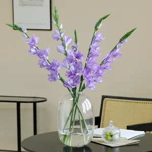 European 8 Head Gladiolus Artificial Flowers Silk Fake Flower Long Branch For Home Living Room Table Wedding Decor