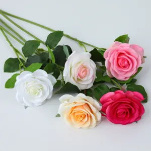 French style touch moisturized artificial rose flower bouquet for home wedding decor.