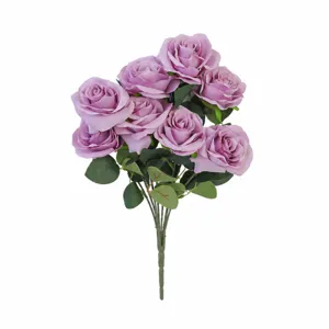 Artificial purple rose bouquet 9 heads Morandi vintage wedding home decoration flowers 45cm