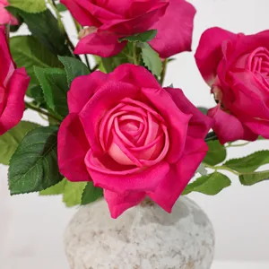 European retro artificial rose bouquet, elegant fake flowers for home wedding decoration.