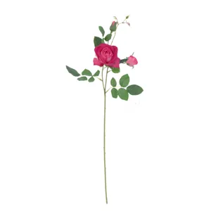 European retro artificial rose single stem flower for home decor, wedding bouquet and design.