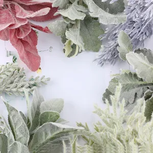 Artificial velvet plant leaves greenery branches for floral arrangements DIY crafts decor