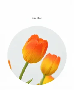 Artificial silicone tulip flower bouquet home decor desktop ornament orange yellow gradient